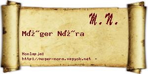 Móger Nóra névjegykártya